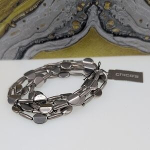 Chico's Metallic Gray Bracelet Stack Set